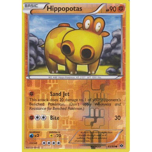 Carte Pokemon - Hippopotas - 65/99 - Reverse - Destinees Futures - Version Anglaise -