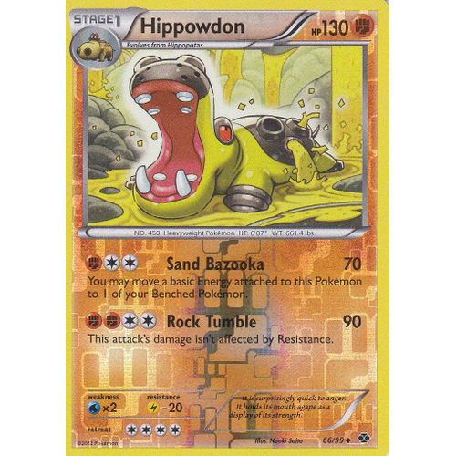 Carte Pokemon - Hippowdon ( Hippodocus ) - 66/99 - Reverse - Destinees Futures - Version Anglaise -