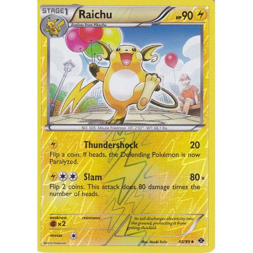 Carte Pokemon - Raichu - 40/99 - Reverse - Destinees Futures - Version Anglaise -