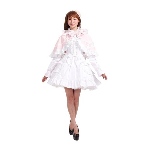 Vêtement Cape Veste Epaules Dentelle Ruban Noeud Papillon Capuche Sweet Lolita Kawaï Mignon Délicat Princesse Mode Japonaise Fashion Accessoire Convention Soirée Sortie Black Sugar