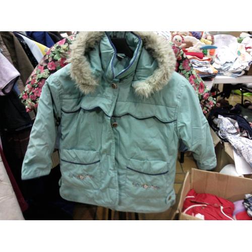 Manteau À Capuche Vert Clair 3/4 Ans