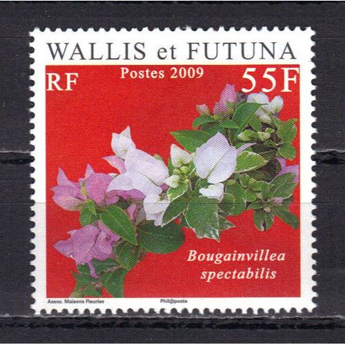 Wallis Et Futuna 2009 : Flore : Fleur : Bougainvillée : Fleurs Blanches Et Mauves - Timbre 55 F. Multicolore Neuf **