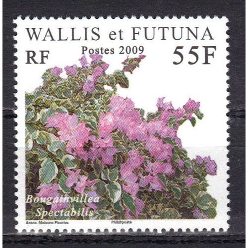 Wallis Et Futuna 2009 : Flore : Fleur : Bougainvillée : Fleurs Roses - Timbre 55 F. Multicolore Neuf **
