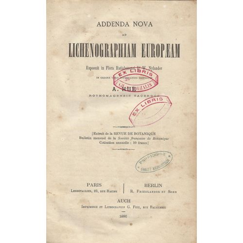Addenda Nova Ad Lichenographiam Europaeam