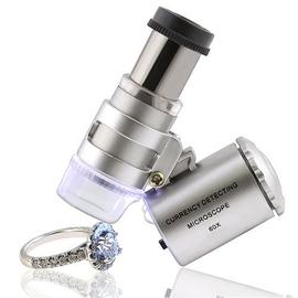 UV OR ARGENT JOAILLERIE BILLET LOUPE MICROSCOPE DE POCHE A LED ZOOM x60 LED 