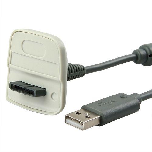 Insten® Câble De Recharge Usb 1,77 Mètres Pour Manette Pad Microsoft Xbox 360 / Xbox360 Slim, Gris/Blanc