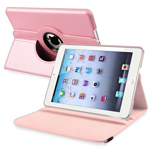 Housse Etui Coque Pochette Cuir Rose Rotation 360°Pour Tablette Apple Ipad Mini
