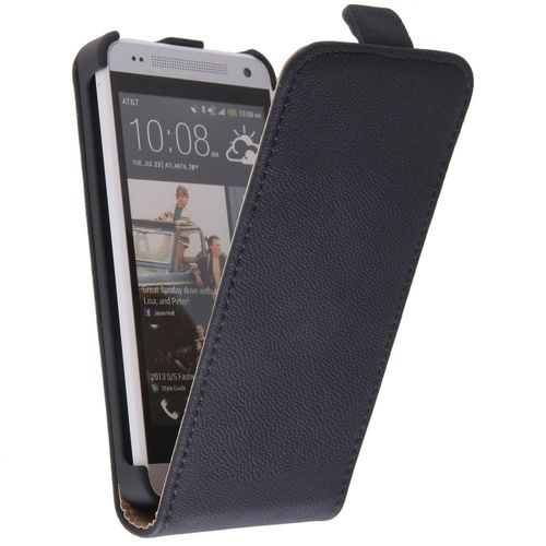 Housse Coque Etui À Rabat En Simili Cuir Noir Pour Htc One Mini (M4)