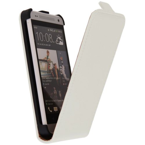 Housse Coque Etui À Rabat En Simili Cuir Blanc Pour Htc One Mini (M4)