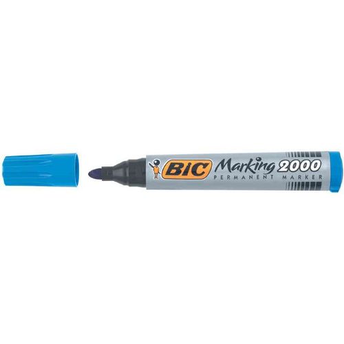 Bic Lot De 3 Marqueurs Permanent Marking 2000 Pointe Ogive Bleu