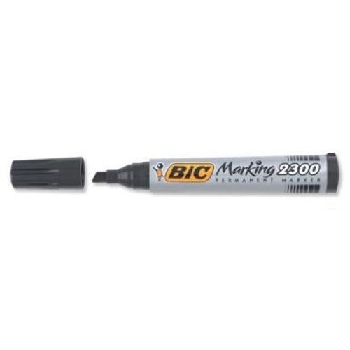 Bic Lot De 6 Marqueurs Permanent Marking 2300, Pointe Biseautée, Noir