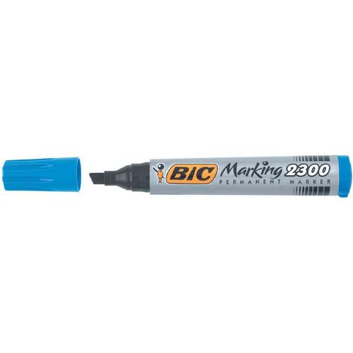 Bic Lot De 6 Marqueurs Permanent Marking 2300, Pointe Biseautée, Bleu