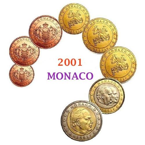 Monaco 2001 Pièces De 1 Cent À 2 Euro