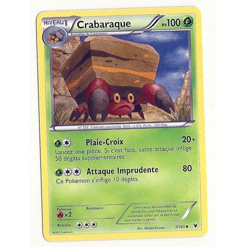 Carte Pokémon Crabaraque 7/101 Série Noir Et Blanc Nobles Victoires En Français