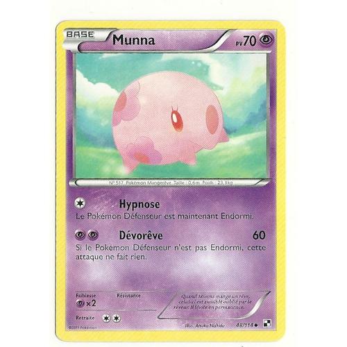 Carte Pokémon Munna 48/114 Série Noir Et Blanc En Français