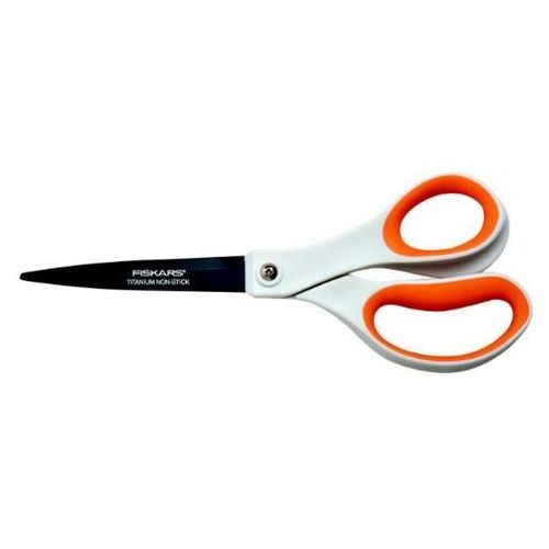 Fiskars Ciseaux Avec Lame Titane, Longueur 18cm, Ambidextre Blanc/Orange