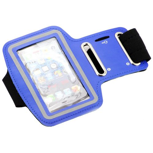 Brassard Sport Néoprène À Scratch N1443 Bleu / Pochette Étanche Pour Apple Iphone 4/5g
