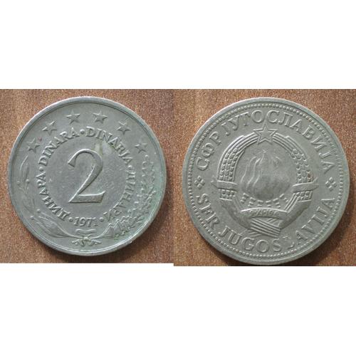 Yougoslavie 2 Dinars 1971 Piece Dinara Embleme