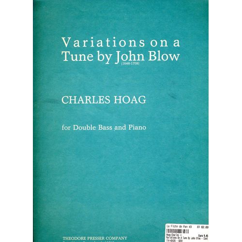 Variations On A Tune By John Blow  Pour Double Bass And Piano