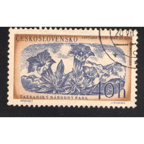 Tchécoslovaquie 1957 Oblitéré Rond Used Stamp Flowers Fleurs Gentiana Clusii Gentiane De Clusius