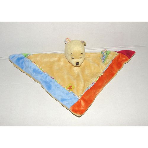 Ours Doudou Plat Carré Winnie L'ourson The Pooh Disney Baby Nicotoy Orange Rouge Bleu Vert Jaune