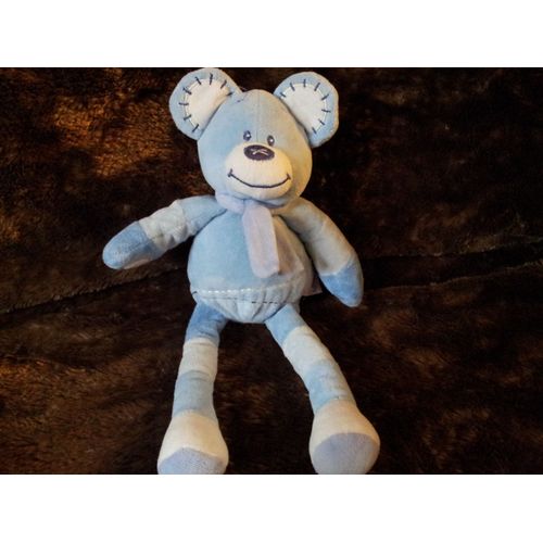 Doudou Souris Echarpe Bleu Bengy 33cm