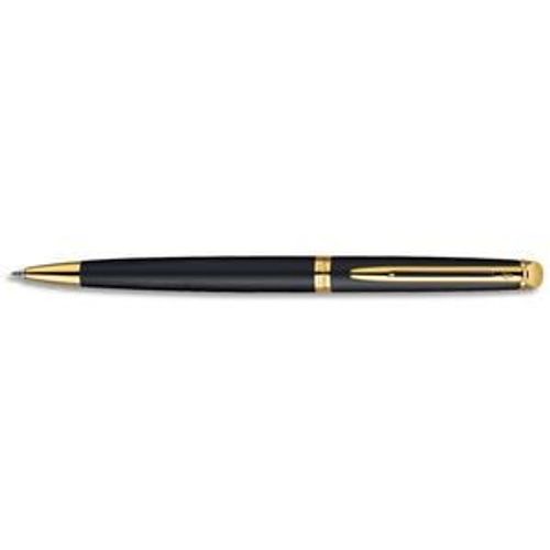 Waterman Stylo Bille Moyenne Hemisphere Corps Laqué Noir, Attributs Or (Gt)