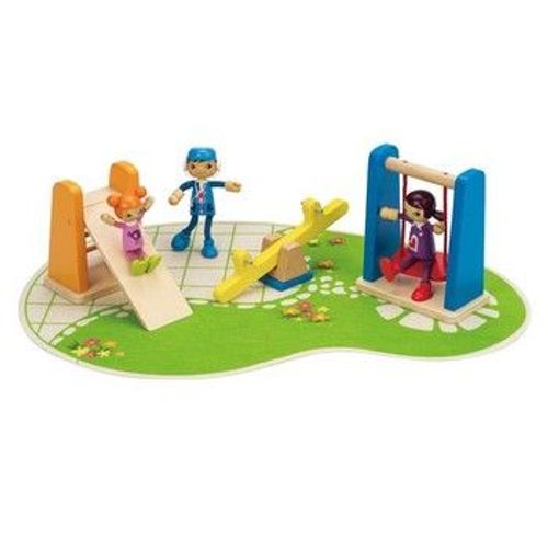 Hape - E3461 - Mobilier De Cour De Récréation Pour Maison De Poupée, Jouet Bois