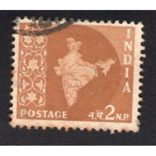Inde 1957 Oblitéré Rond Used Stamp Map Carte Mappe Brun Clair