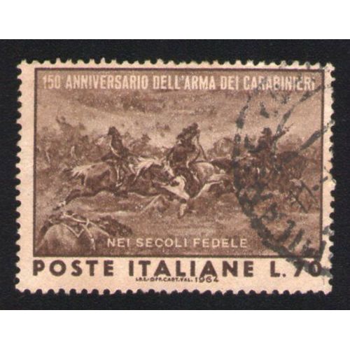 Italie 1964 Oblitération Ronde Used Stamp Bataille De Pastrengo Carabinieri Brun