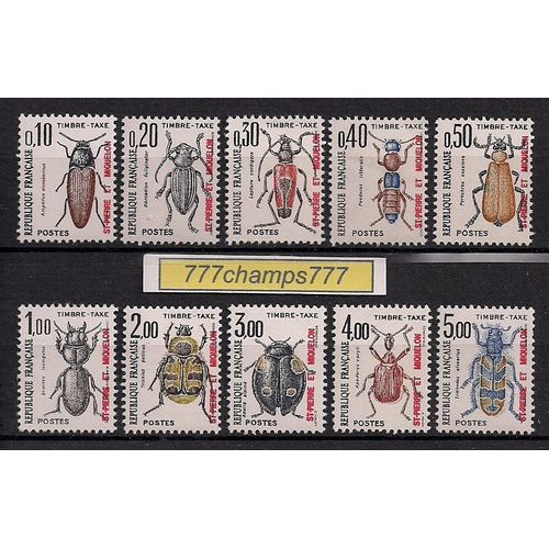 St-Pierre-Et-Miquelon. 1986. Timbres Taxe. Coléoptères. Surcharge Verticale Rouge. Y & T 82 À 91