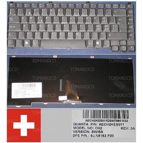 Clavier Qwertz Suisse / Swiss Pour PackardBell EasyNote GN25 SCORPION G, GN45 SCORPION G Series, Noir / Black, Model: CH2, P/N: 9J.N8182.P20, AECH2KES011