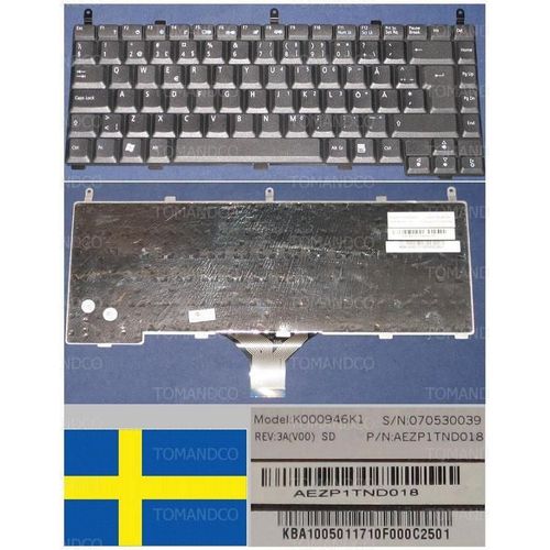 Clavier Qwertz Suédois / Swedish Pour ACER Aspire 1350 Series, Noir / Black, Model: K000946K1, P/N: AEZP1TND018, KBA10050117