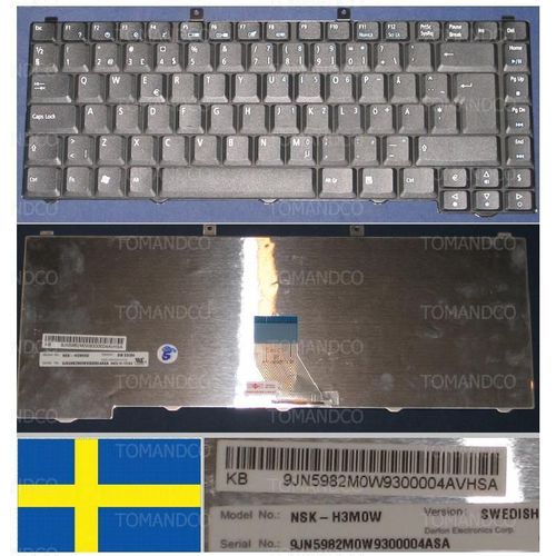 Clavier Qwertz Suédois / Swedish Pour ACER Aspire 1640, 1640Z,1650,1650Z, 1690-D2, 3000, 3020, 3040, 3050, 3500, 3610, 3620, 3630, 3640, 3660, 3680, 5000, 5020, 5040, 5050, 5510, 5540, 5550, 5560, 557