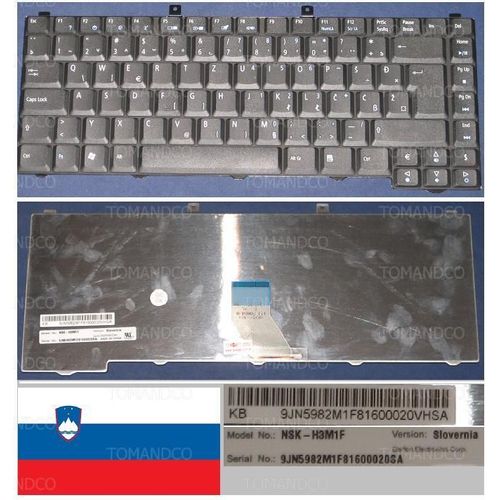 Clavier Qwertz Slovénie / Slovenia Pour ACER ASPIRE AS1400 1400 1600 3000 3500 3610 5000 Series, Noir / Black, Model: NSK-H3M1F, P/N: 9J.N5982.M1F