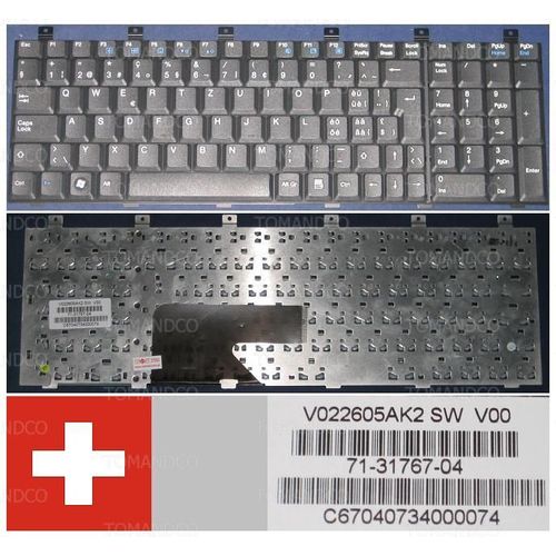 Clavier Qwertz Suisse / Swiss Pour PackardBell EasyNote SJ81 Series, Noir / Black, Model: V022605AK2, P/N: 71-31767-01, C67040734000074