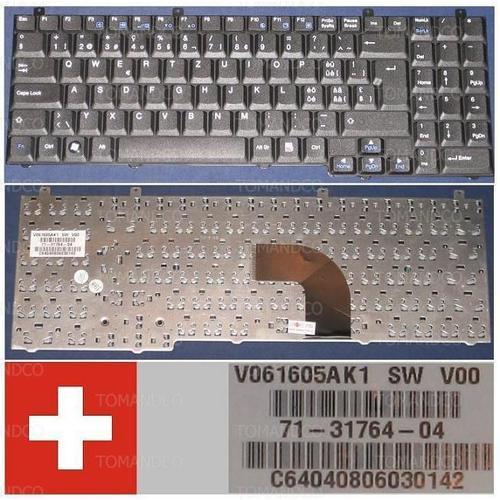Clavier Qwertz Suisse / Swiss Pour Packard Bell Easynote ME35 ECHO C, Noir / Black, Model: V061605AK1, P/N: 71-31764-01