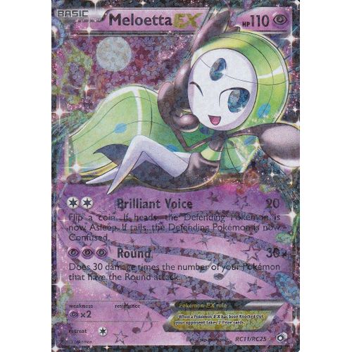 Carte Pokemon - Meloetta Ex - Full Art Radian  - Collection - Rc11/Rc25 - Edition Legebdary Treasures - Version Anglaise -