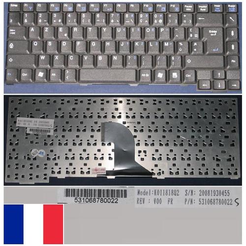 Clavier Azerty Français / French Pour Packard Bell Notebook EasyNote MV35 SABLE C, MV46 SABLE GDC, MV51 SABLE D Series, Noir / Black, Model: K01181802, P/N: 7406440002