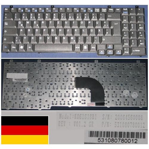 Clavier Qwertz Allemand / German Pour Packard Bell SW51 SW35 Series, Noir / Black, Model: K061618B1, P/N: 531080780012, 7407480003