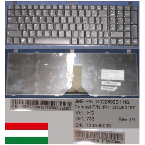 Clavier Qwertz Hongroise / Hungarian HU Pour ACER ASPIRE AS1800 AS9500 1800, 1800,1804WSMI, 9500, 9502WSMI, 9503EWSMI, 9504EWSMI, 9504WSMI Series, Noir / Black, Model: K022602B1, P/N: KB.A2909.016