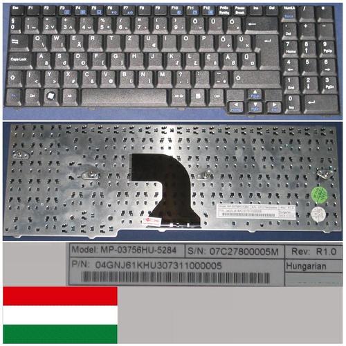 Clavier Qwertz Hongroise / Hungarian HU Pour Packard Bell Notebook EasyNote GN25 SCORPION G Series, Noir / Black, Model: CH2, P/N: AECH2KE4015, 7410530149, 9J.N8182.P2Q