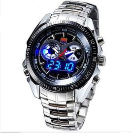 Montre homme double 2025 affichage bracelet acier