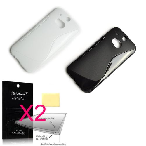 Mondpalast ® 2 X Housse Etui Gel Coque + 2 X Film Protecteur D'écran Pour Htc One M8