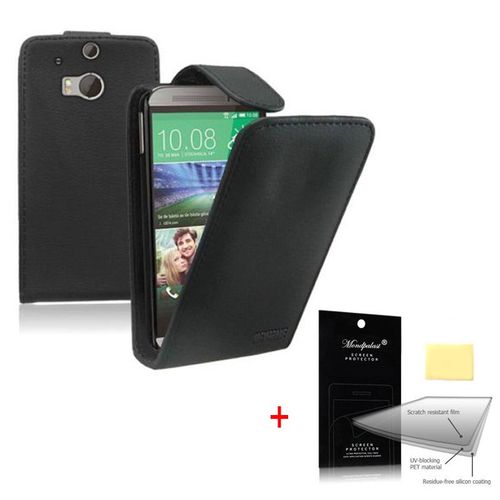 Mondpalast ® Noir Flip Pu Cuir Étui Coque Case Cover + Film Protecteur D'écran Pour Htc One M8