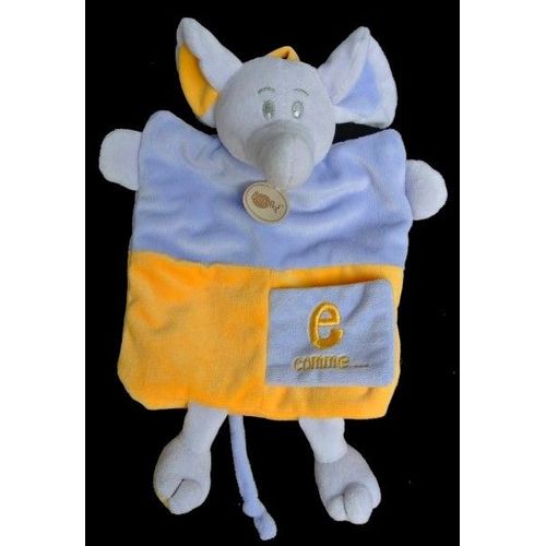 Doudou Marionnette   E Comme Éléphant Baby Nat Alphabet  Jaune Violet