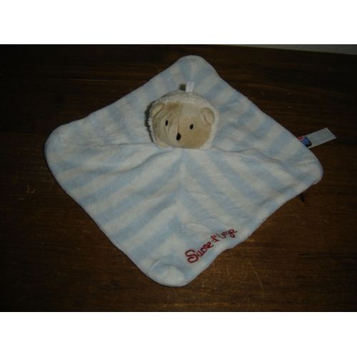 Doudou Plat Hérisson/Ours/Mouton Rayé Bleu Et Blanc