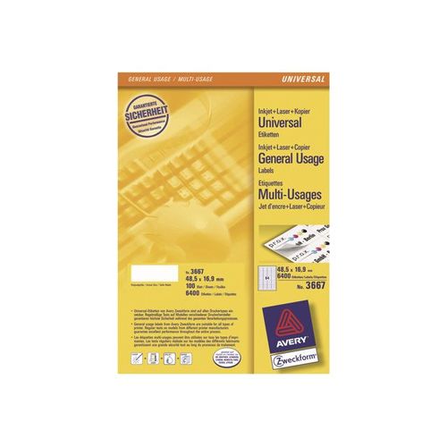 Avery - Étiquettes multi-emploi - blanc - 48.5 x 16.9 mm 6400 étiquette(s) ( 100 feuille(s) x 64 )