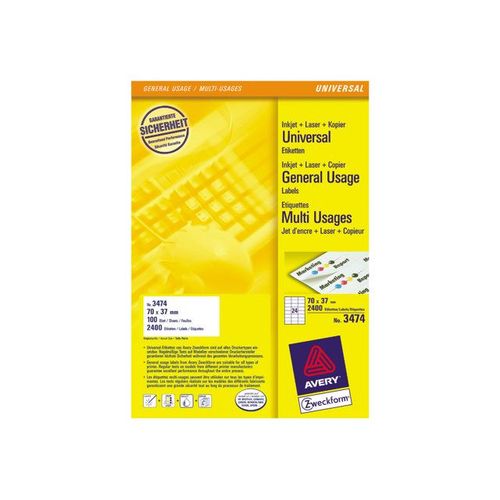 Avery - Étiquettes multi-emploi - blanc - 70 x 37 mm 2400 étiquette(s) ( 100 feuille(s) x 24 )