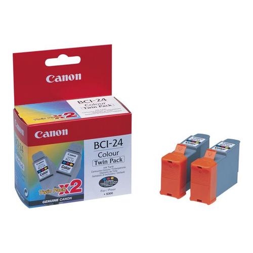 Canon BCI-24 Colour Twin Pack - Pack de 2 - couleur (cyan, magenta, jaune) - originale - réservoir d'encre - pour BJ-s200, S330; i45X; PIXMA iP1000, iP1500, iP2000, MP110, MP130; S200; SmartBase...